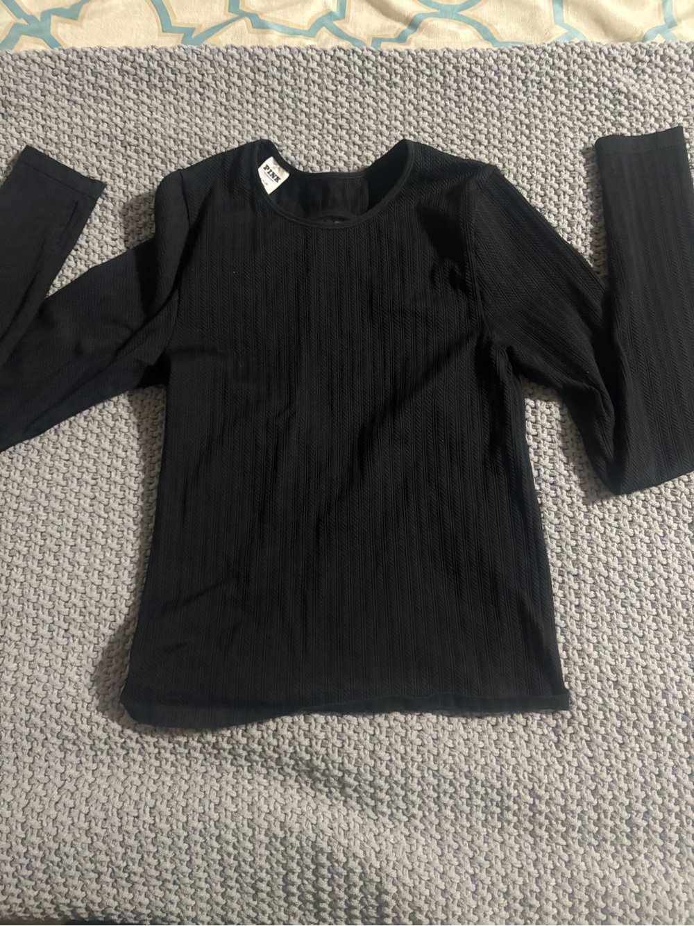 Brand new PINK Victoria's Secret Black Ribbed Long Sleeve Top